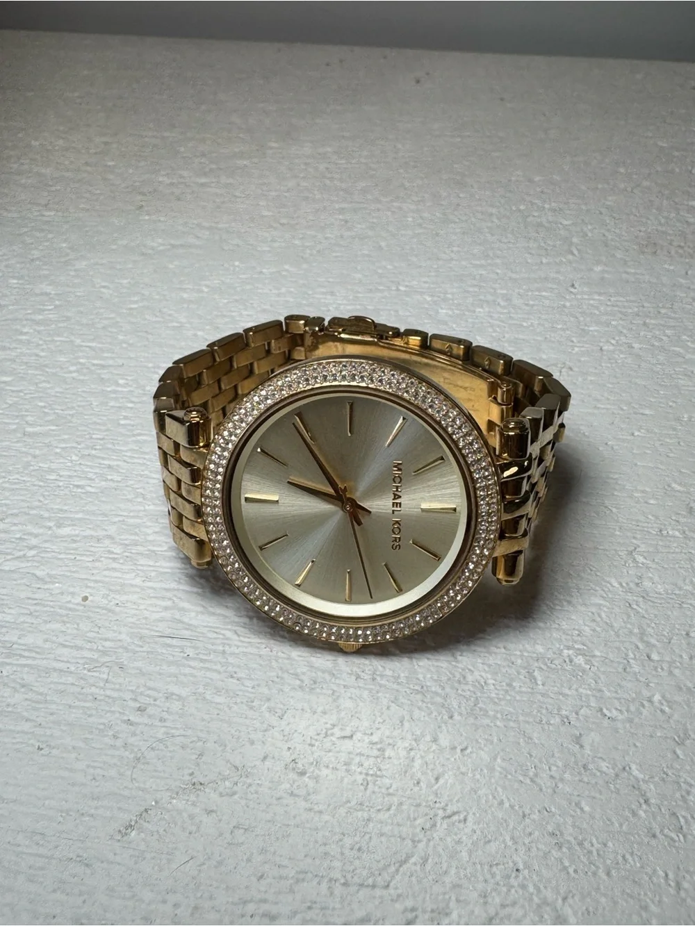 🌟 *LIKE NEW* Michael Kors Gold Crystal Diamond Bezel Watch (for‎ petite wrist)